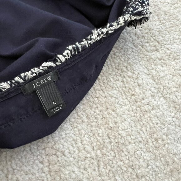 J. Crew Silk Cotton Tweed Front Short Sleeve Blouse Top L - Picture 2 of 11